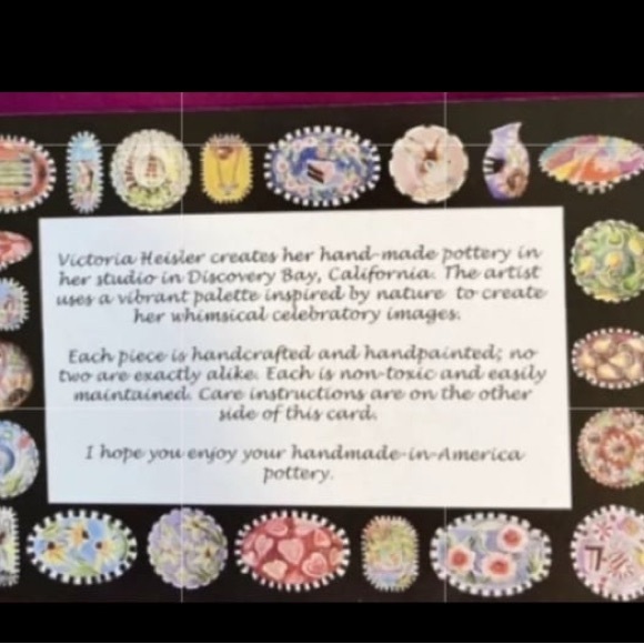 Bunny’s Tea Party “Handmade Ceramic 8 Sided Platter 13”x10” - Picture 11 of 11